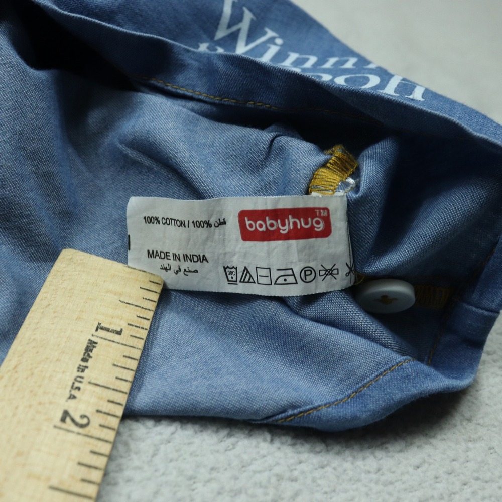 Babyhug Blue Disney Winnie the Pooh Pinafore Dress Baby Denim Ruffle 9-12M - Picture 6 of 8